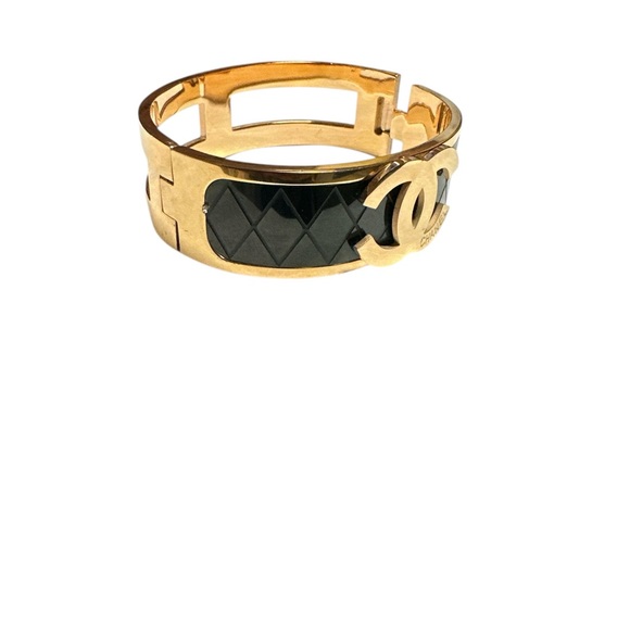 Gold Tone and Black Cuff Fashion Bracelet - Picture 4 of 7
